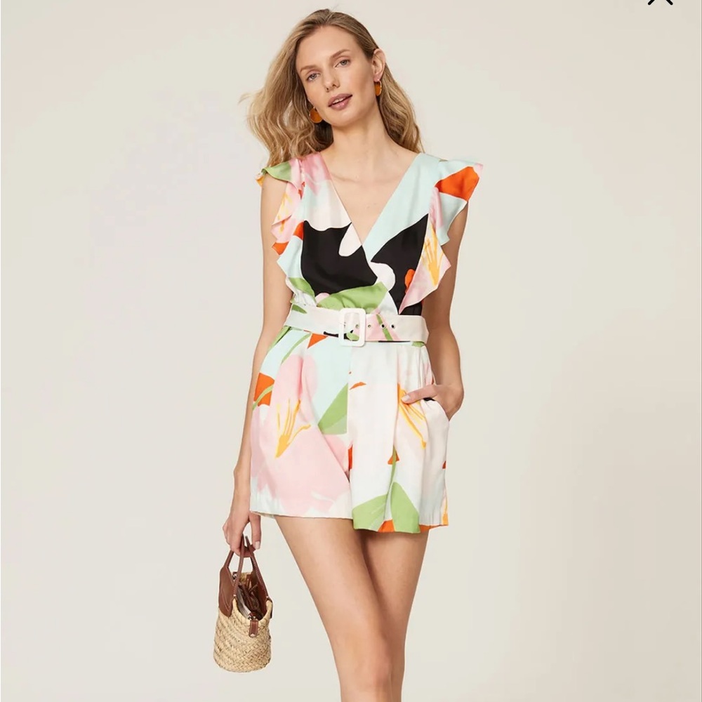 NWOT Great Jones Floral Romper Multicolored Rainbow